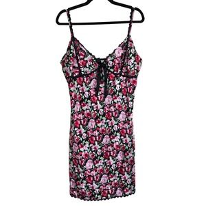 Enchanting Floral Slip Dress XL Y2K Lace Babydoll Chemise Romantic Coquette‎